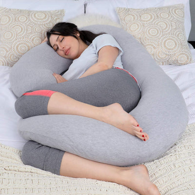 PharMeDoc Pregnancy Pillows, C-Shape Full Body Pillow – Jersey Cover Dark Grey – Pregnancy Pillows for Sleeping – Body Pillows for Adults, Maternity and Pregnancy Pillow