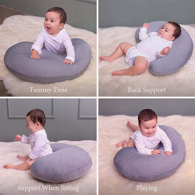 Pharmedoc Nursing Pillow and Positioner, Breastfeeding and Bottlefeeding Pillow, Removable and Washable Cover, Soft and Breathable Fabric, Baby Shower Gifts - Grey Cooling Cover