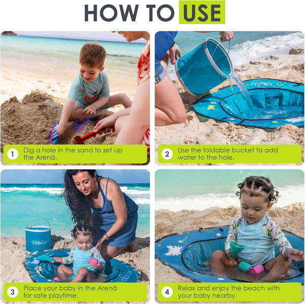 Arenä Pop-up Beach Pool for Babies & Kids | Portable Outdoor Water Play Pool with Sunshade | Easy Set-Up, Foldable & Travel-Friendly | Perfect for Beach, Backyard & Summer Fun