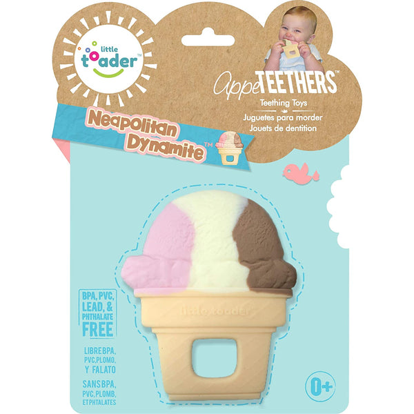 Novelty Baby Teether Neapolitan Ice Cream Design | 100% Food-Grade Silicone Teething Toy | BPA-Free Soothing Gum Massager for Infants | Funny Photo Prop Gift | 3+ Months |(Neapolitan Ice Cream Design)