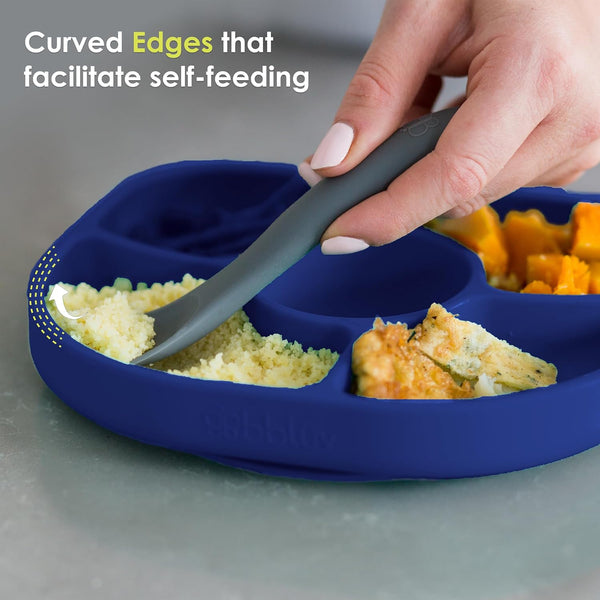 BBLÜV Set (NAVY) - Ultimate Silicone Feeding Set for Babies & Toddlers | Suction Plate, Spill-Proof Cup, Soft Spoon & Bib | Easy to Clean, Safe & Durable Dining Kit