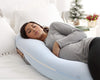 PharMeDoc Pregnancy Pillow, U-Shape (Jersey Blue, Detachable) Full Body Pillow and Maternity Support for Back, Hips, Legs, Belly for Pregnant Women, Jersey Light Blue