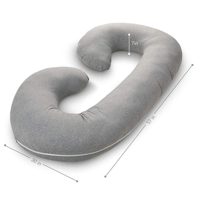 PharMeDoc Pregnancy Pillows, C-Shape Full Body Pillow – Jersey Cover Dark Grey – Pregnancy Pillows for Sleeping – Body Pillows for Adults, Maternity and Pregnancy Pillow
