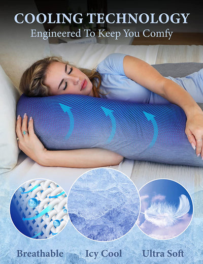 Pharmedoc Pregnancy Pillows, U-Shape Full Body Pillow – Cooling Cover Grey – Pregnancy Pillows for Sleeping – Body Pillows for Adults, Maternity Pillow and Pregnancy Must Haves