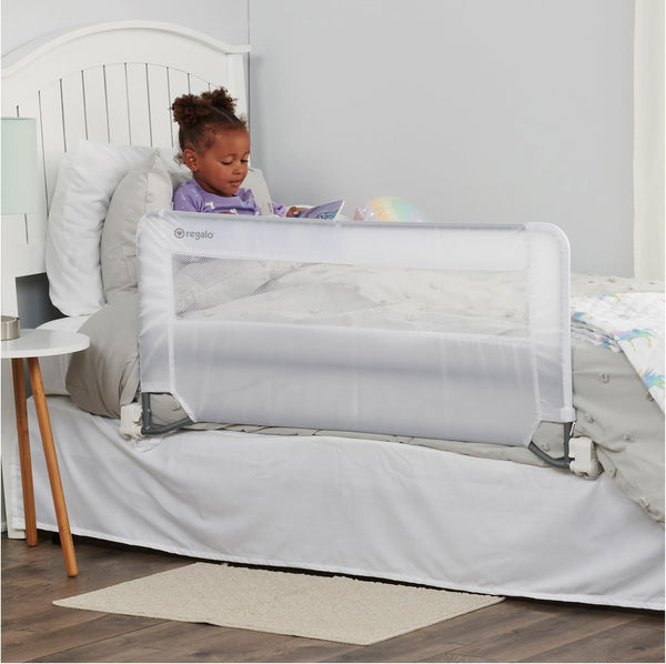 Regalo Swing Down Bed Rail Guard – Extra Long, Secure & Foldable Toddler Safety Barrier – Fits Twin, Full & Queen Beds – Easy Install & Sturdy Design