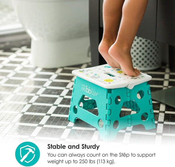 BBLUV Stëp Foldable Step Stool for Kids – BLue | Sturdy & Safe Design for Potty Training, Hand Washing & More | Lightweight, Compact & Easy to Store
