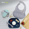 BBLÜV Set (NAVY) - Ultimate Silicone Feeding Set for Babies & Toddlers | Suction Plate, Spill-Proof Cup, Soft Spoon & Bib | Easy to Clean, Safe & Durable Dining Kit