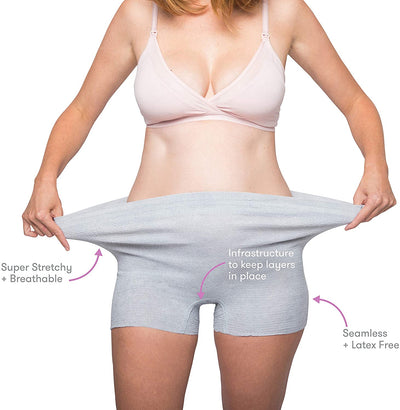 Frida Mom Disposable Postpartum Underwear - Super Soft, Stretchy & Breathable Boyshorts - Latex-Free, Wicking - Regular (8 Count) With Out Pad.