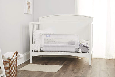Regalo Swing Down Convertible Crib Rail – Toddler Bed Safety Guard, Easy Swing-Down Feature, Sturdy Metal Frame, Breathable Mesh, No-Tool Setup, Fits Most Cribs