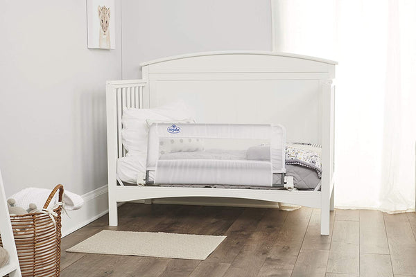 Regalo Swing Down Convertible Crib Rail – Toddler Bed Safety Guard, Easy Swing-Down Feature, Sturdy Metal Frame, Breathable Mesh, No-Tool Setup, Fits Most Cribs