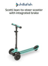 Scotti Mint 3-Wheel Lean-to-Steer Kids Scooter | Integrated Footbrake | Detachable Bar | 3+ years