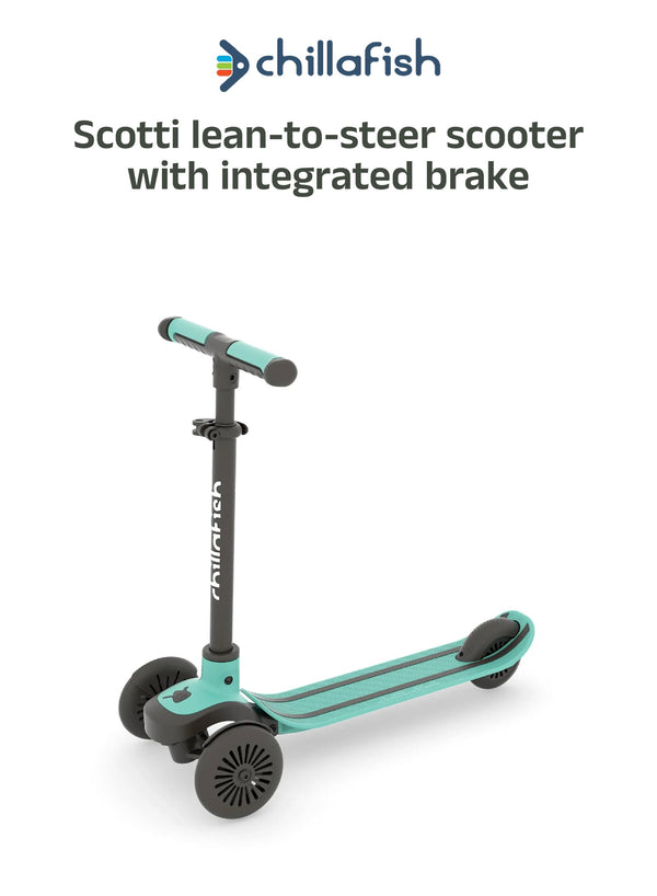 Scotti Mint 3-Wheel Lean-to-Steer Kids Scooter | Integrated Footbrake | Detachable Bar | 3+ years