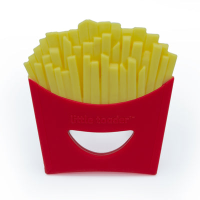 Novelty Baby Teether French Fries Design | 100% Food-Grade Silicone Teething Toy | BPA-Free Soothing Gum Massager for Infants | Funny Cute Photo Prop Gift | 3+ Months |(French Fries Design)
