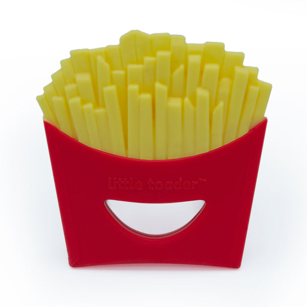 Novelty Baby Teether French Fries Design | 100% Food-Grade Silicone Teething Toy | BPA-Free Soothing Gum Massager for Infants | Funny Cute Photo Prop Gift | 3+ Months |(French Fries Design)