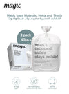 Magic Bags Majestic & Essential | 15pcs per Roll | 3 Pack | Leak-proof & Odor Control | Perfect Fit for Diaper Pails | Keeps Odor Inside for 2 Weeks | 100% Durable