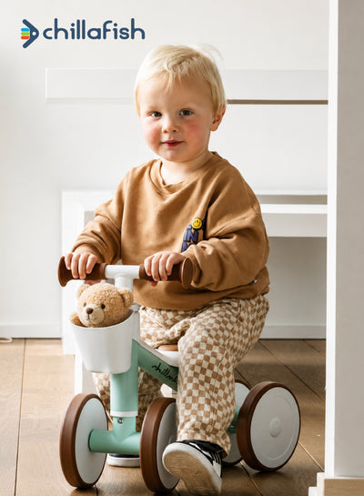 Quadi Racer Breeze Blue Kids 4-Wheel Ride-On Toddler Car | Storage Basket | Steering Limiter | Silent Wheels | 1-3 years