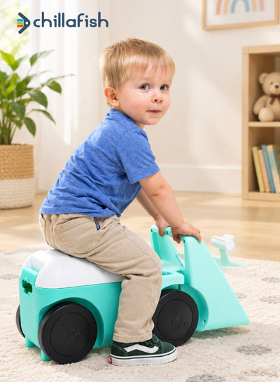 Blockie Mint Toddler Ride-On with 10 Play Blocks | Storage Trunk | 4-Wheel Stability | 1-3 years