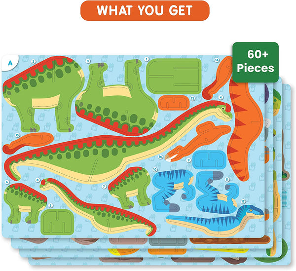 My World Land of Dinosaurs STEM Building Playset | Build Imagine and Pretend Play Dinosaur Kit for Kids | Creative Educational Construction Toy | 3-7 Years