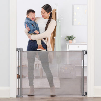 Regalo Fabric Retractable Baby Gate – Stylish, Space-Saving, Extra-Wide Mesh Gate for Doors & Stairs, Secure & Adjustable Safety Barrier for Infants & Pets