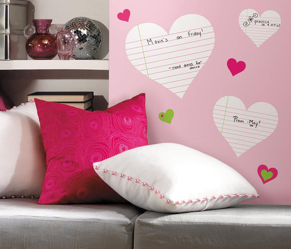 Heart Notepad Peel and Stick Dry Erase Wall Decals | Removable Writable Reusable Surface | Easy Apply Damage-Free Decor for Home Office Kids Room