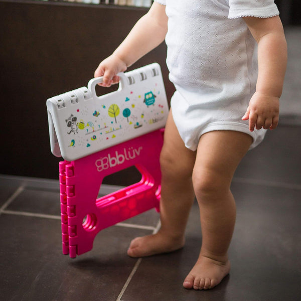BBLUV Stëp Foldable Step Stool for Kids – Pink | Sturdy & Safe Design for Potty Training, Hand Washing & More | Lightweight, Compact & Easy to Store