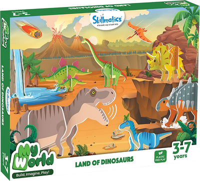 My World Land of Dinosaurs STEM Building Playset | Build Imagine and Pretend Play Dinosaur Kit for Kids | Creative Educational Construction Toy | 3-7 Years