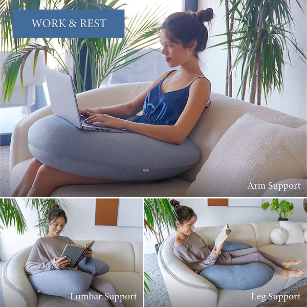 Pharmedoc Crescent Cooling Pregnancy Pillows - Body Pillow for Adults - Side Sleeper – Maternity and Nursing Pillow Breast Feeding - Pregnancy Must Haves - Dark Grey Cooling Cover