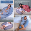 Pharmedoc Crescent Cooling Pregnancy Pillows - Body Pillow for Adults - Side Sleeper – Maternity and Nursing Pillow Breast Feeding - Pregnancy Must Haves - Dark Grey Cooling Cover