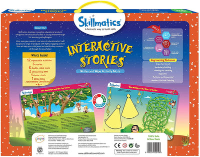 Kids Write and Wipe Interactive Stories Activity Mats | 6 Illustrated Tales with Morals | Educational Reusable Reading Learning Toy for Preschool | 3-6 Years