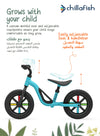 Charlie Glow Sky Blue Kids Balance Bike with Light-Up Wheels | No Batteries Needed | Adjustable | 18-48 months