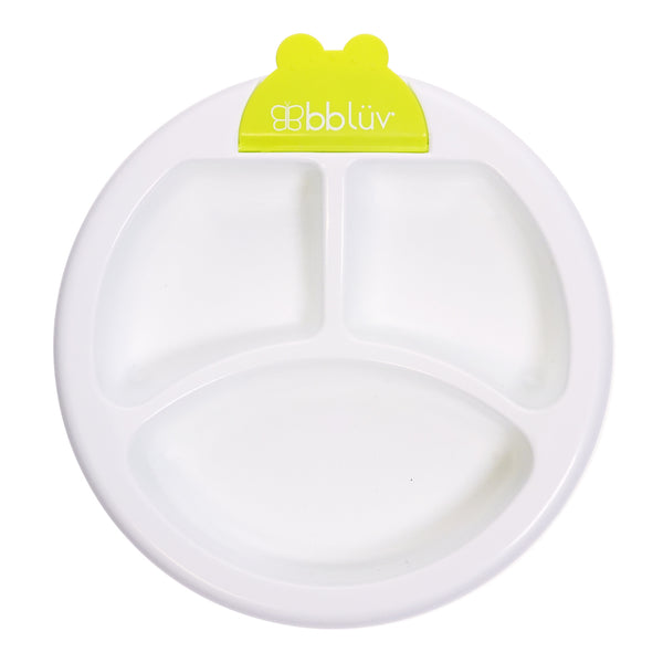 bblüv - Platö - Warming Plate - 3 Compartment Non-Toxic, BPA Free with Suction Base for Baby Toddler - Lime