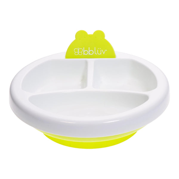 bblüv - Platö - Warming Plate - 3 Compartment Non-Toxic, BPA Free with Suction Base for Baby Toddler - Lime