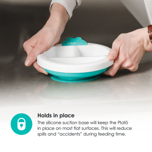 bblüv - Platö - Warming Plate - 3 Compartment Non-Toxic, BPA Free with Suction Base for Baby Toddler - Pink