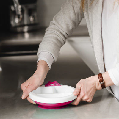 bblüv - Platö - Warming Plate - 3 Compartment Non-Toxic, BPA Free with Suction Base for Baby Toddler - Pink