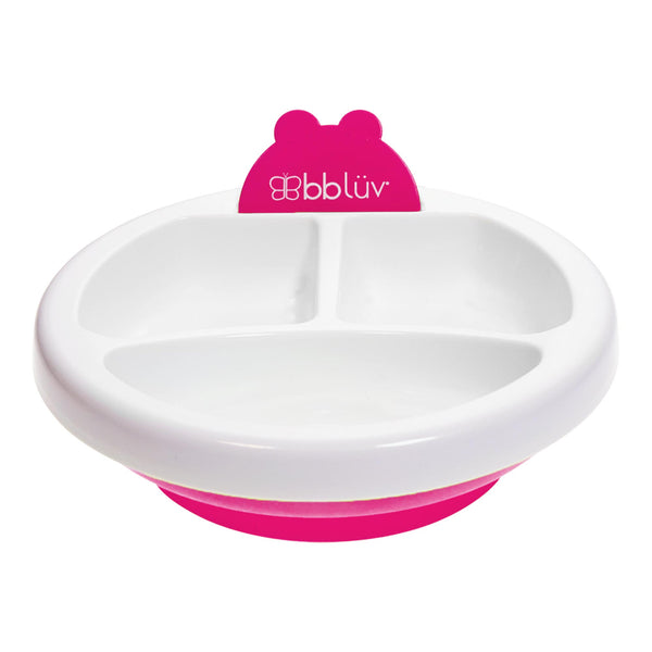 bblüv - Platö - Warming Plate - 3 Compartment Non-Toxic, BPA Free with Suction Base for Baby Toddler - Pink