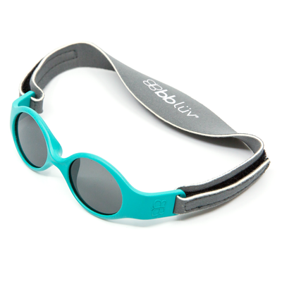 bblüv SÖLAR MINI Baby Sunglasses (Aqua) – Polarized, UV Protection, Flexible & Adjustable Strap – Durable, Safe & Comfortable Shades for Infants & Newborns
