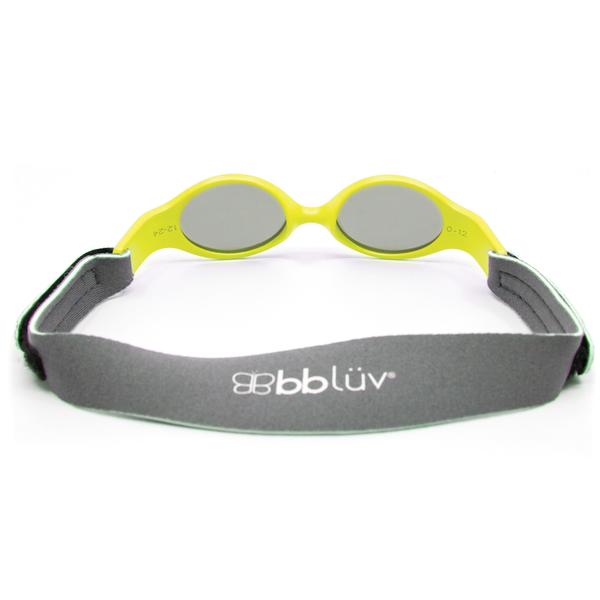 bblüv SÖLAR MINI Baby Sunglasses (Lime) – Polarized, UV Protection, Flexible & Adjustable Strap – Durable, Safe & Comfortable Shades for Infants & Newborns