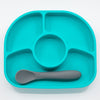 bblüv - Yümi – Anti-Spill Plate & Spoon Set - BPA-Free, Suction Bottom - Aqua Blue