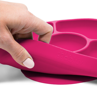 bblüv - Yümi – Anti-Spill Plate & Spoon Set - BPA-Free, Suction Bottom - Pink