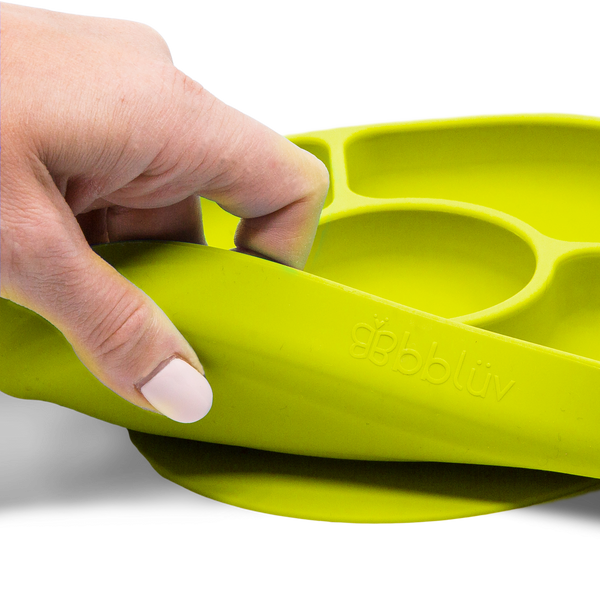 bblüv - Yümi – Anti-Spill Plate & Spoon Set - BPA-Free, Suction Bottom - Lime