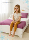 Princess Crown Toddler Bed | Wood Frame with Guardrails | White Pink Finish | Fits Crib Mattress | 135.9x76.2x63.5 CM | Girl's Bedroom Furniture