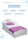 Princess Crown Toddler Bed | Wood Frame with Guardrails | White Pink Finish | Fits Crib Mattress | 135.9x76.2x63.5 CM | Girl's Bedroom Furniture