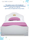 Princess Crown Toddler Bed | Wood Frame with Guardrails | White Pink Finish | Fits Crib Mattress | 135.9x76.2x63.5 CM | Girl's Bedroom Furniture