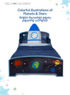 Rocket Ship Toddler Bed for Kids | Space Theme | Durable Wood | Low Height for Safety | Vibrant Galaxy Design | Fits Standard Crib Mattress | 135.88L x 76.2W x 63.5H CM