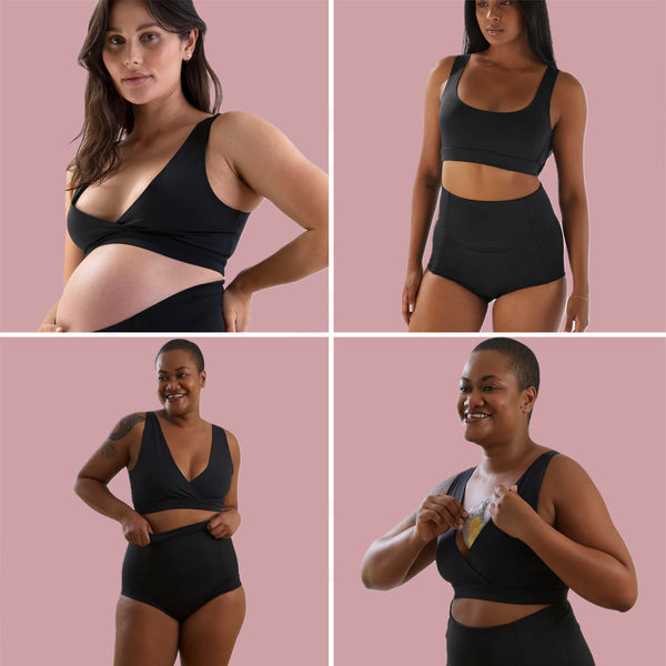 Postpartum Bralette | Reversible Design | Soft & Stretchy | Holds Warm & Cool Inserts | Comfortable & Supportive | Ideal for Breastfeeding & Sore Breasts | Machine Washable