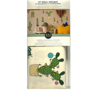 Christmas Cacti Peel and Stick Wall Decals | 27 Decals | Removable Repositionable Stickers | Easy Damage-Free Wall Art for Kids Bedroom Nursery Playroom