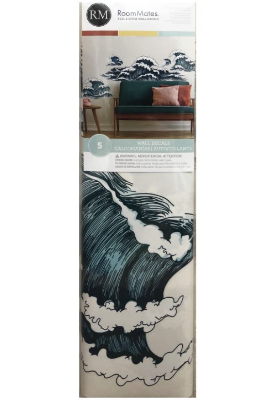 Great Wave Peel and Stick Wall Decals | 5 Decals | Removable Repositionable Stickers | Easy Damage-Free Wall Art for Kids Bedroom Nursery Playroom
