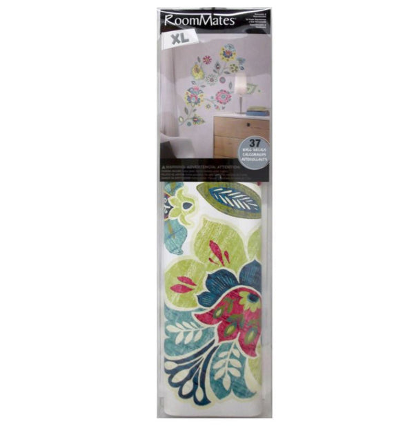 Boho Floral Peel and Stick Wall Decals | Removable Repositionable Stickers | Easy Damage-Free Wall Art for Kids Bedroom Nursery Playroom