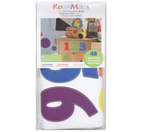 Numbers Primary Peel and Stick Wall Decals | Removable Repositionable Stickers | Easy Damage-Free Wall Art for Kids Bedroom Nursery Playroom