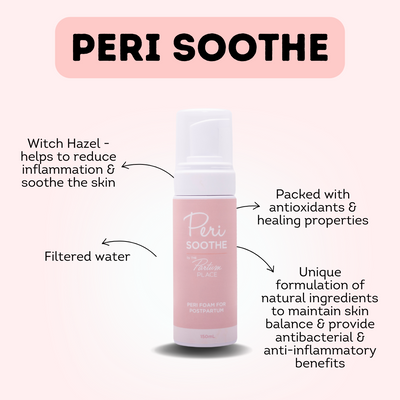 Partum Panties - Peri Soothe Foam – Natural Postpartum Relief with Witch Hazel, Ginger & Rosemary – 150ml – Soothes & Heals Perineal Discomfort